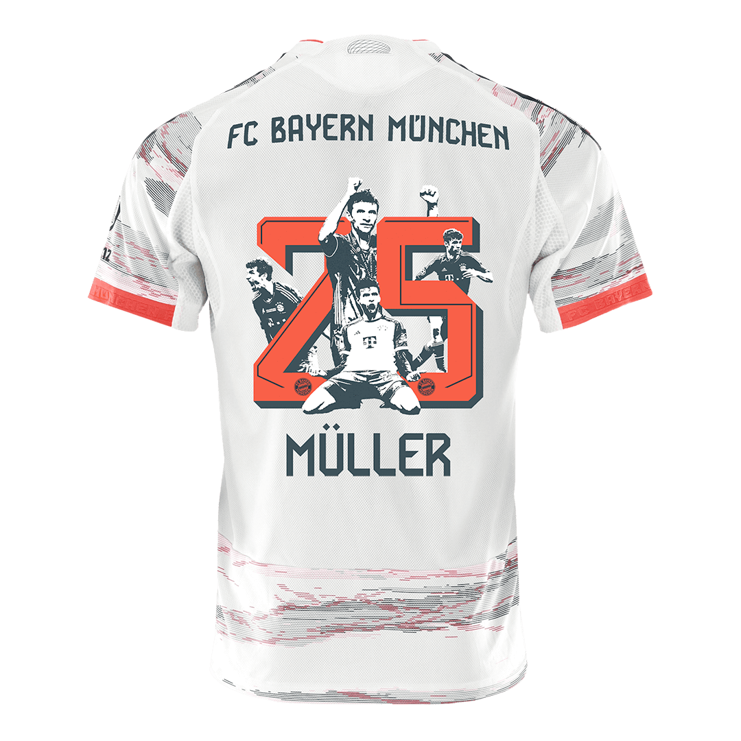 Αυθεντική MULLER Special #25 Μπάγερν Μονάχου εκτός έδρας ποδοσφαιρική φανέλα 2025/26 Λευκή