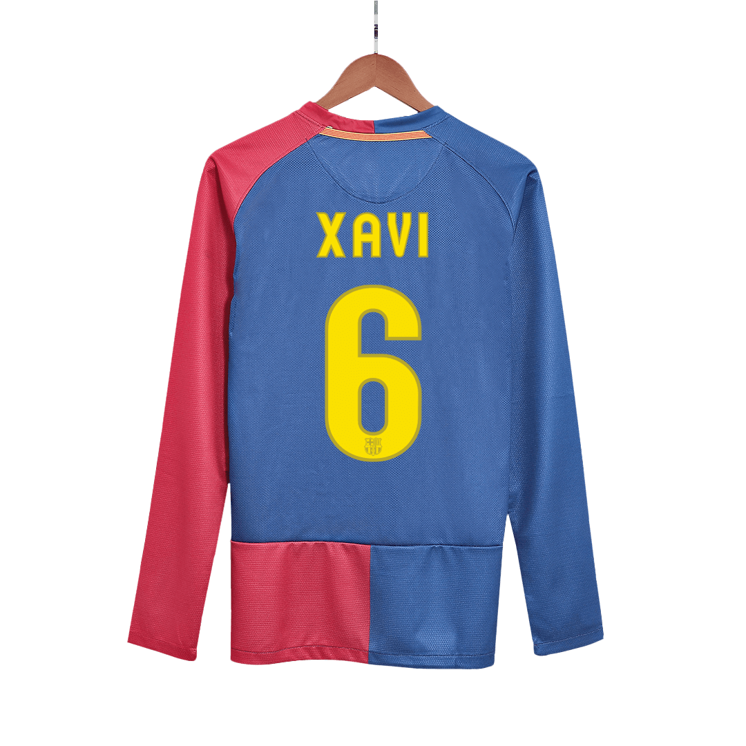 XAVI #6 Ρετρό φανέλα Barcelona με μακριά μανίκια εντός έδρας ποδοσφαιρική φανέλα 2008/09 - Τελικός UCL