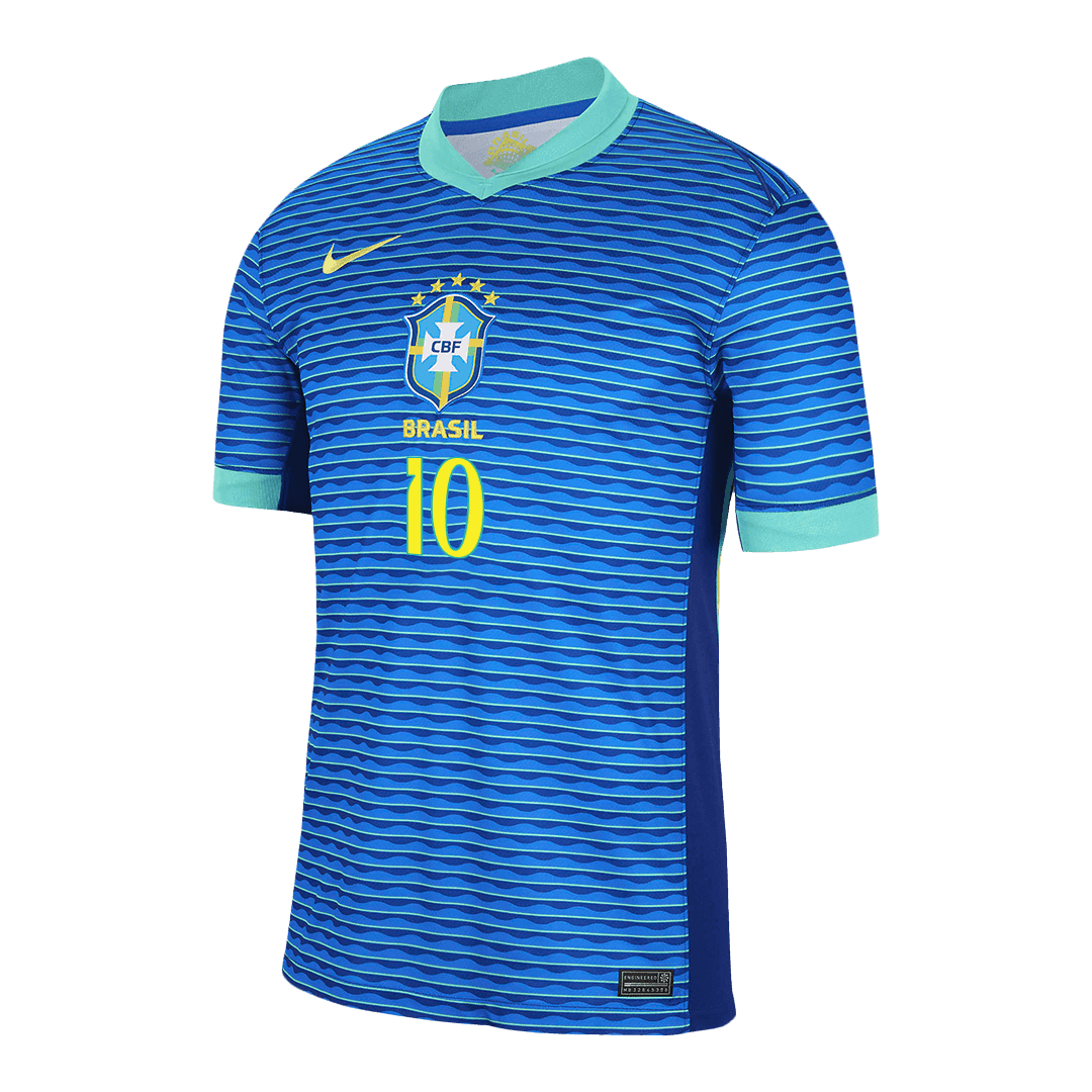 NEYMAR JR #10 Προσαρμοσμένη φανέλα ποδοσφαίρου Βραζιλίας εκτός έδρας 2024