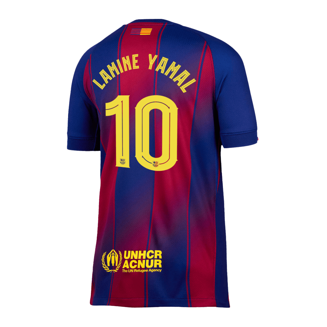 LAMINE YAMAL #10 Εντός έδρας ποδοσφαιρική φανέλα Barcelona 2025/26 Κόκκινο&Μπλε - UCL