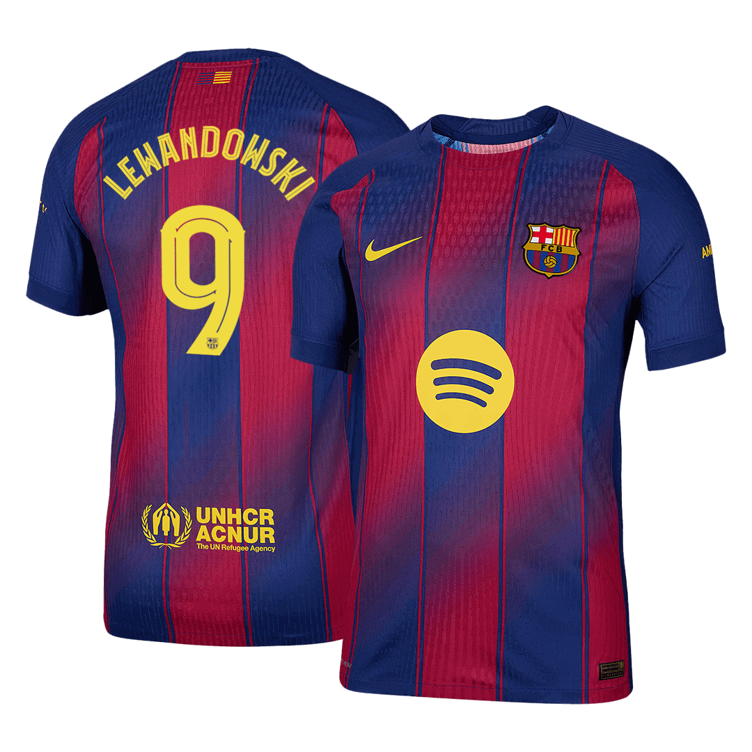 LEWANDOWSKI #9 Αυθεντική εντός έδρας ποδοσφαιρική φανέλα της Μπαρτσελόνα 2025/26 Κόκκινο&Μπλε - UCL