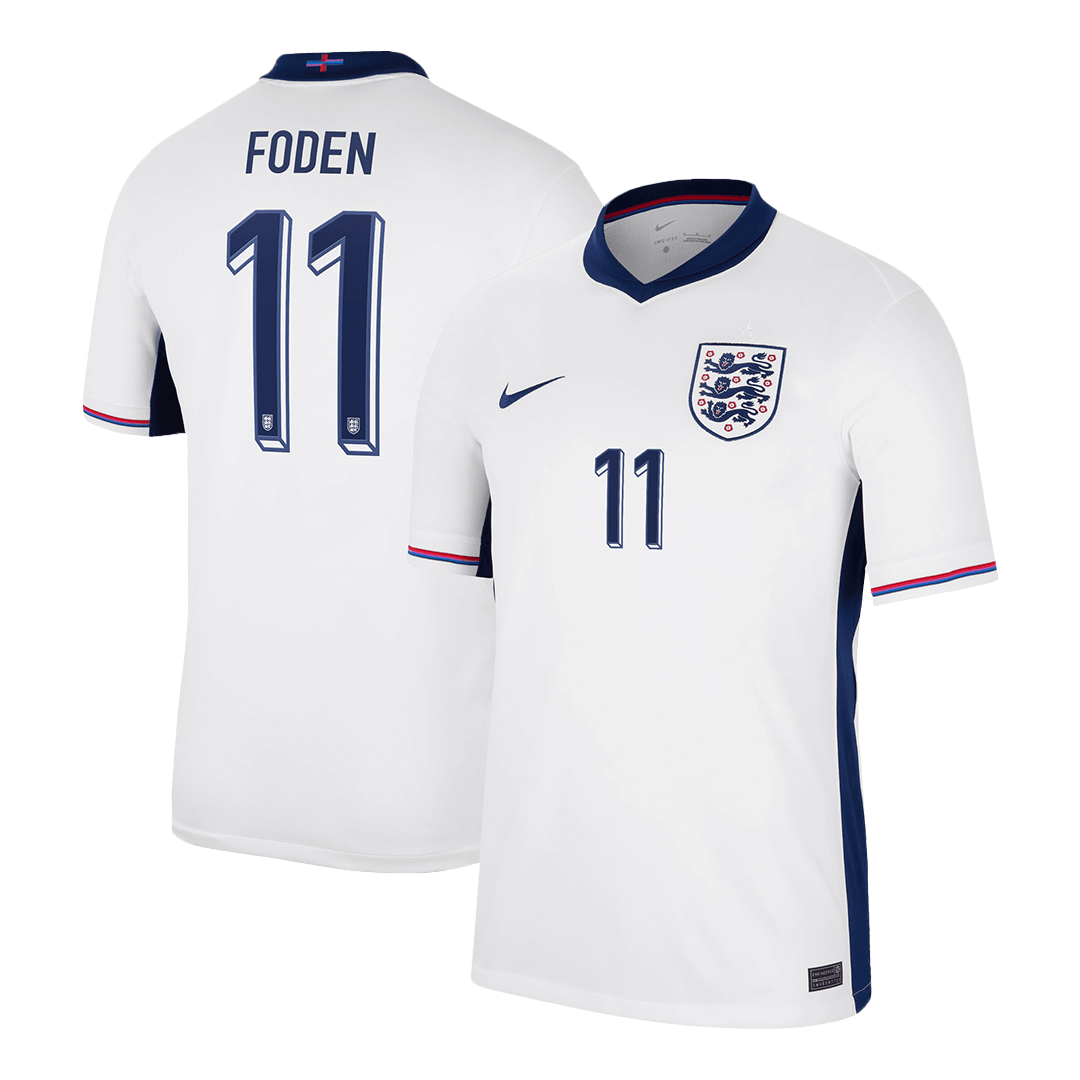 Men's FODEN #11 England Home Soccer Jersey Shirt 2024