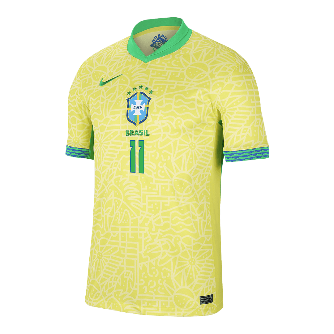 RAPHINHA #11 Βραζιλία Ποδόσφαιρο Τζέρσεϊ Home Custom Shirt 2024