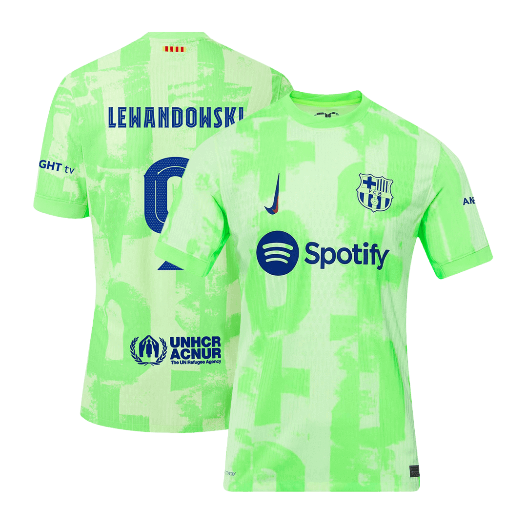 Αυθεντική φανέλα LEWANDOWSKI #9 ποδοσφαίρου Μπαρτσελόνα Τρίτη εκτός έδρας φανέλα 2024/25 UCL