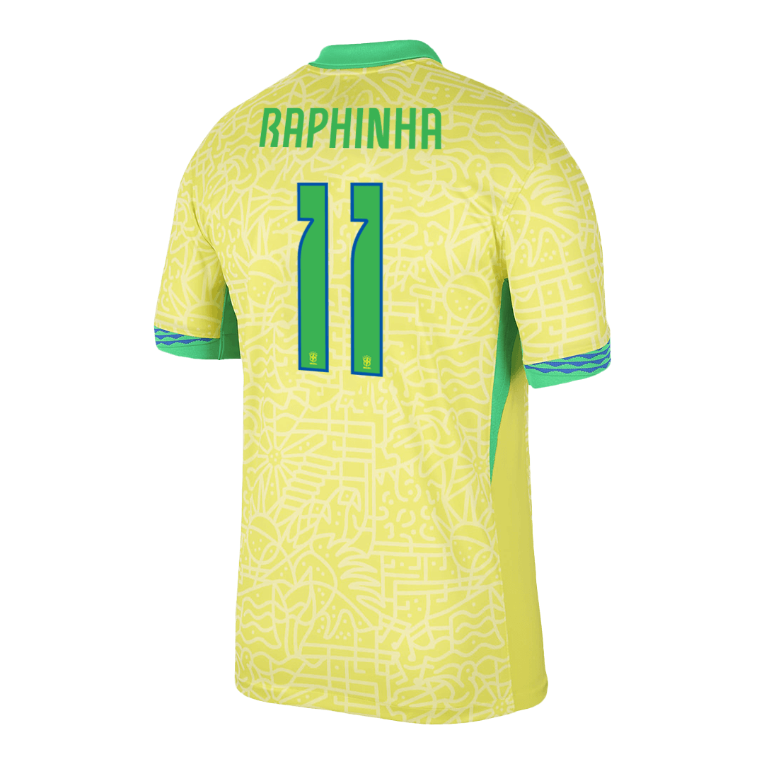 RAPHINHA #11 Βραζιλία Ποδόσφαιρο Τζέρσεϊ Home Custom Shirt 2024