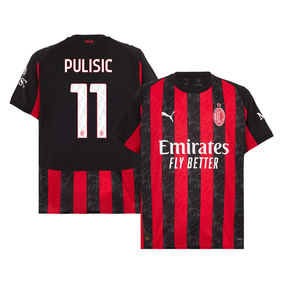 Φανέλα Εντός Έδρας AC Milan 2025/26 PULISIC #11 Κόκκινο & Μαύρο