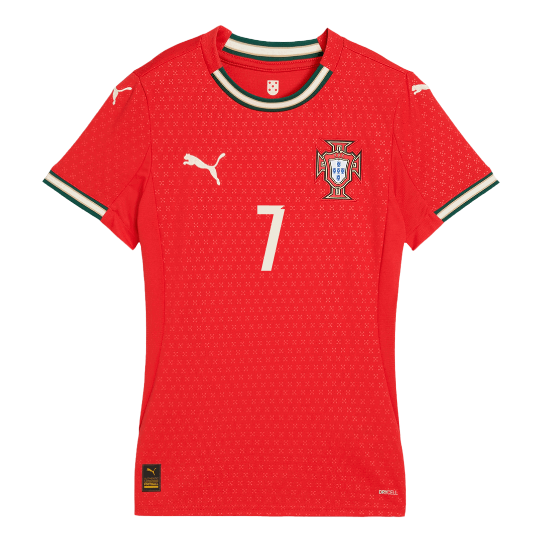 RONALDO #7 Πορτογαλία Ποδόσφαιρο Τζέρσεϊ στο σπίτι Γυναικεία προσαρμοσμένη μπλούζα 2025