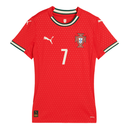RONALDO #7 Πορτογαλία Ποδόσφαιρο Τζέρσεϊ στο σπίτι Γυναικεία προσαρμοσμένη μπλούζα 2025