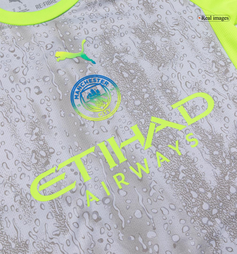 Παιδική Φανέλα Μάντσεστερ Σίτι Τρίτης Εμφάνισης (Φανέλα+Σορτς+Κάλτσες) 25/26 Γκρι