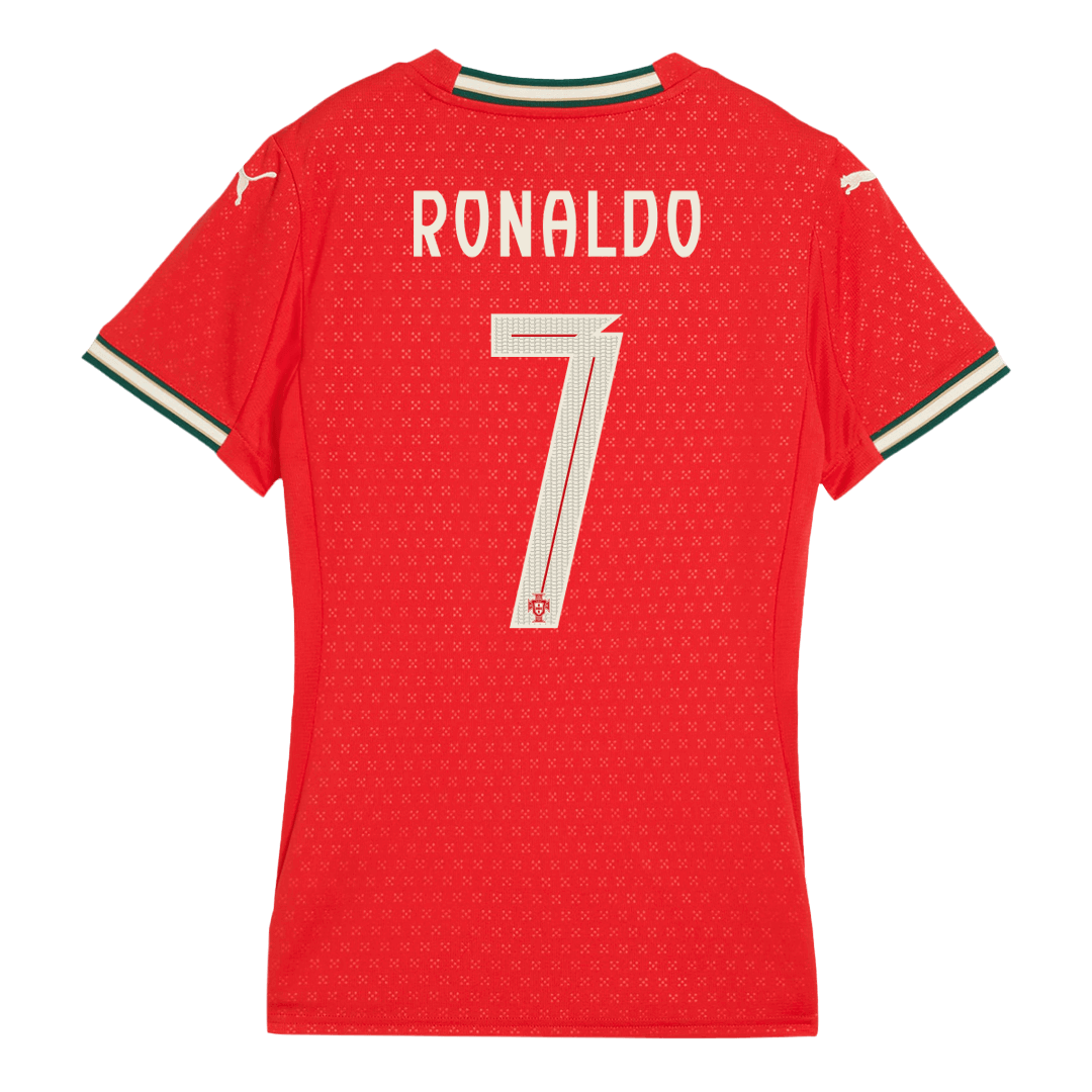 RONALDO #7 Πορτογαλία Ποδόσφαιρο Τζέρσεϊ στο σπίτι Γυναικεία προσαρμοσμένη μπλούζα 2025