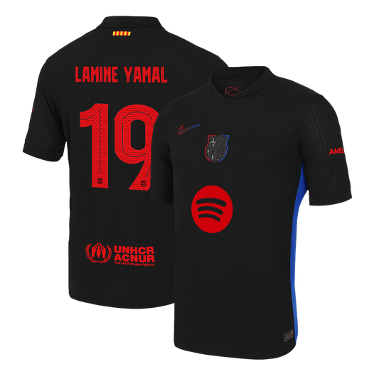 Αυθεντικό LAMINE YAMAL #19 Ποδοσφαιρική φανέλα Barcelona Away 2024/25-UCL Spotify λογότυπο χωρίς κείμενο