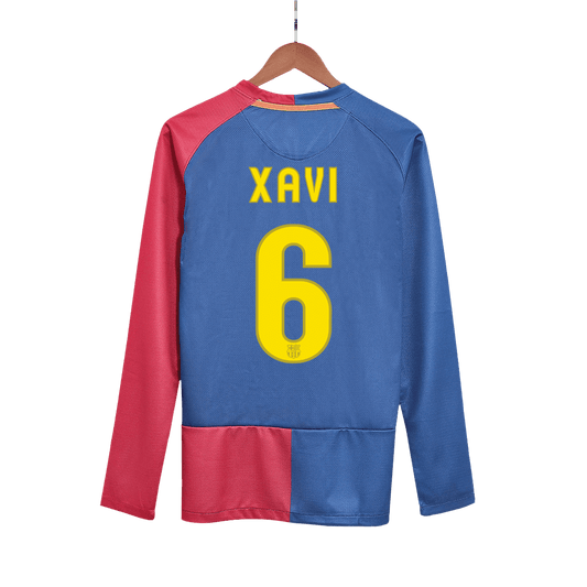 XAVI #6 Ρετρό φανέλα Barcelona με μακριά μανίκια εντός έδρας ποδοσφαιρική φανέλα 2008/09 - Τελικός UCL