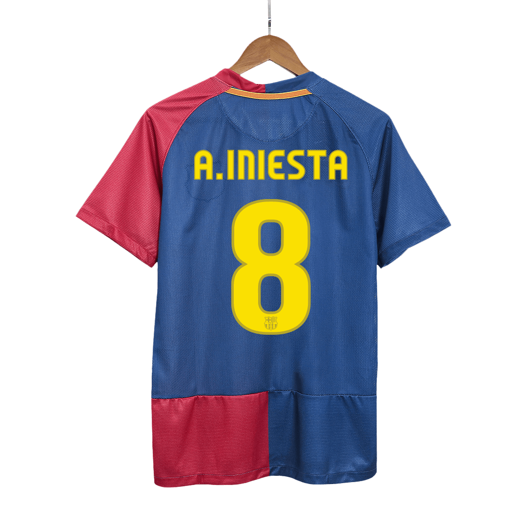 A.INIESTA #8 Μπλουζάκι ρετρό φανέλας ποδοσφαίρου Barcelona 2008/09