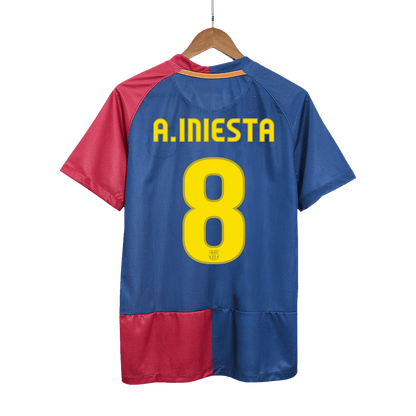A.INIESTA #8 Μπλουζάκι ρετρό φανέλας ποδοσφαίρου Barcelona 2008/09