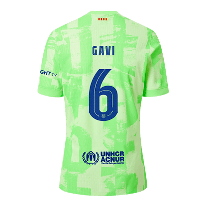 Αυθεντική μπλούζα GAVI #6 Soccer Jersey Barcelona Third Away 2024/25 UCL Spotify λογότυπο χωρίς κείμενο
