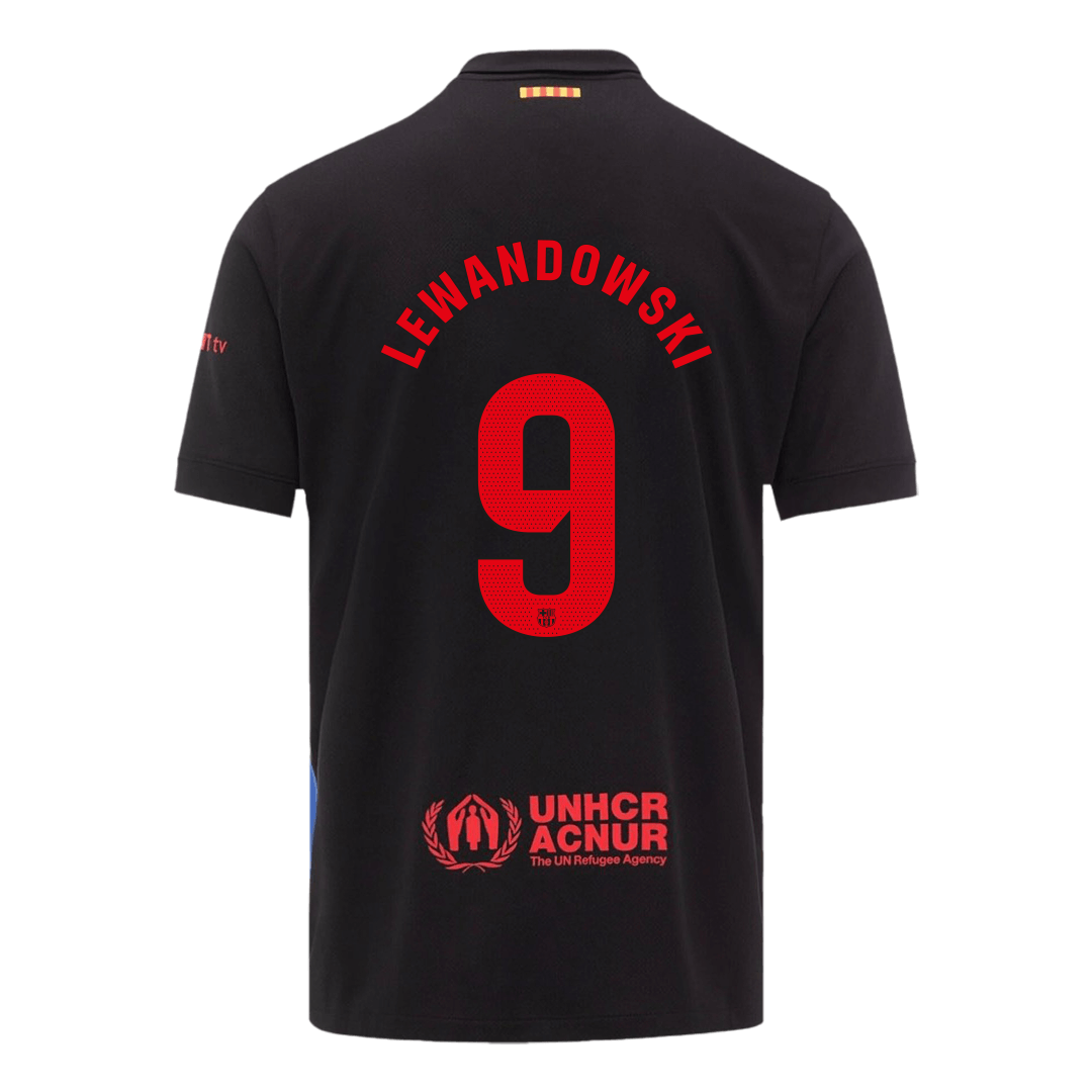 LEWANDOWSKI #9 Barcelona Soccer Jersey Away Προσαρμοσμένη φανέλα 2024/25 Spotify λογότυπο χωρίς κείμενο