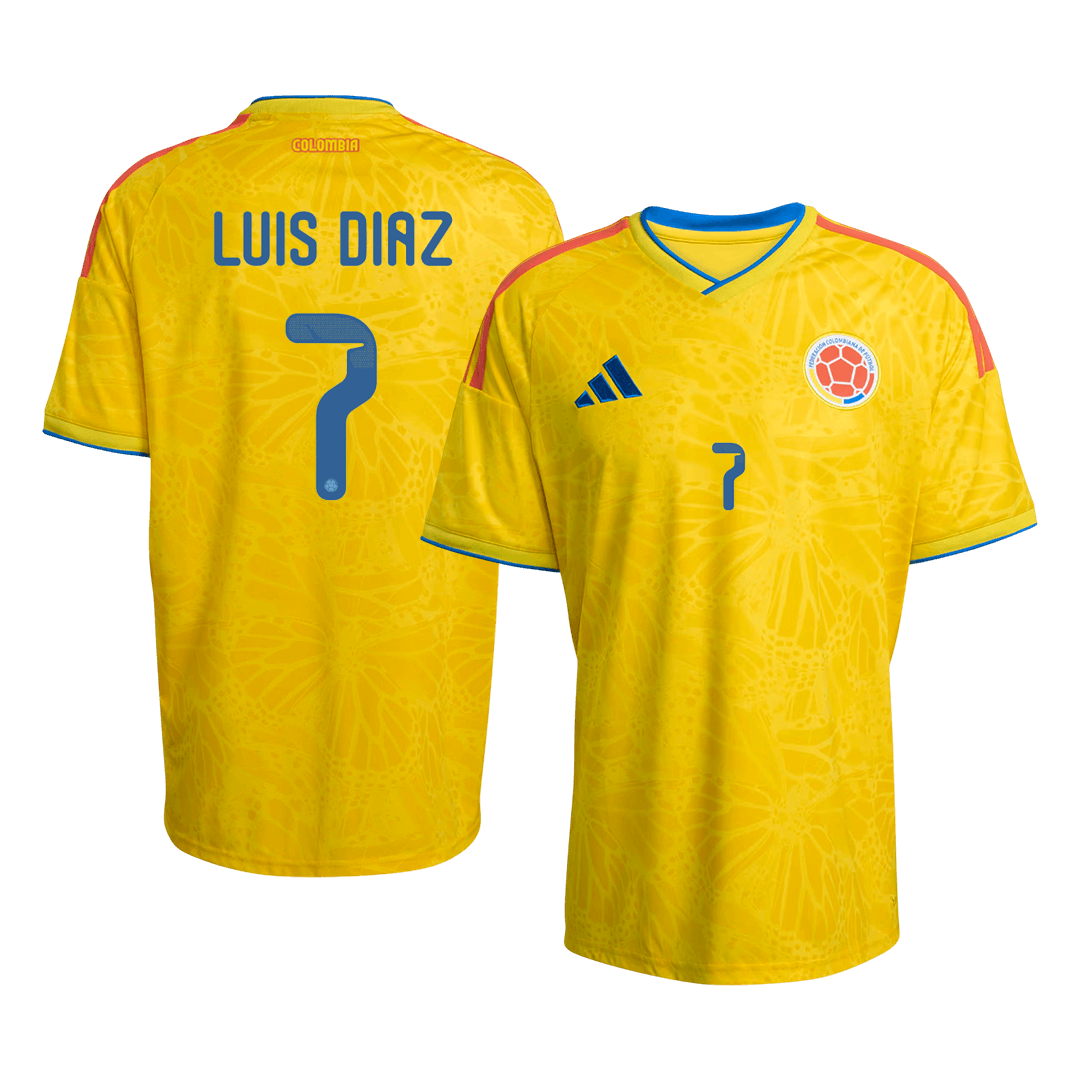 LUIS DíAZ #7 Φανέλα Ποδοσφαίρου Κολομβίας Έδρα Προσαρμοσμένη Μπλούζα Παγκόσμιο Κύπελλο 2026