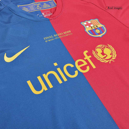 Retro MESSI #10 2008/09 Barcelona Home Long Sleeve Soccer Jersey - UCL Final