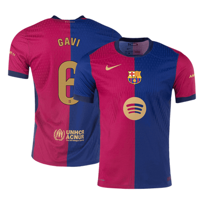 Αυθεντικό GAVI #6 Soccer Jersey Barcelona Home πουκάμισο 2024/25 Spotify λογότυπο χωρίς κείμενο