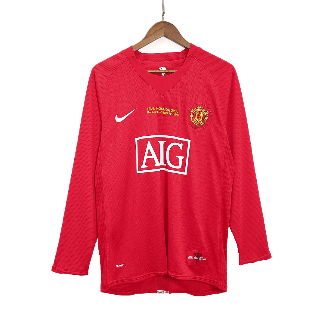 SCHOLES #18 Manchester United Retro Jersey Home Soccer Shirt 2007/08 - UCL Final