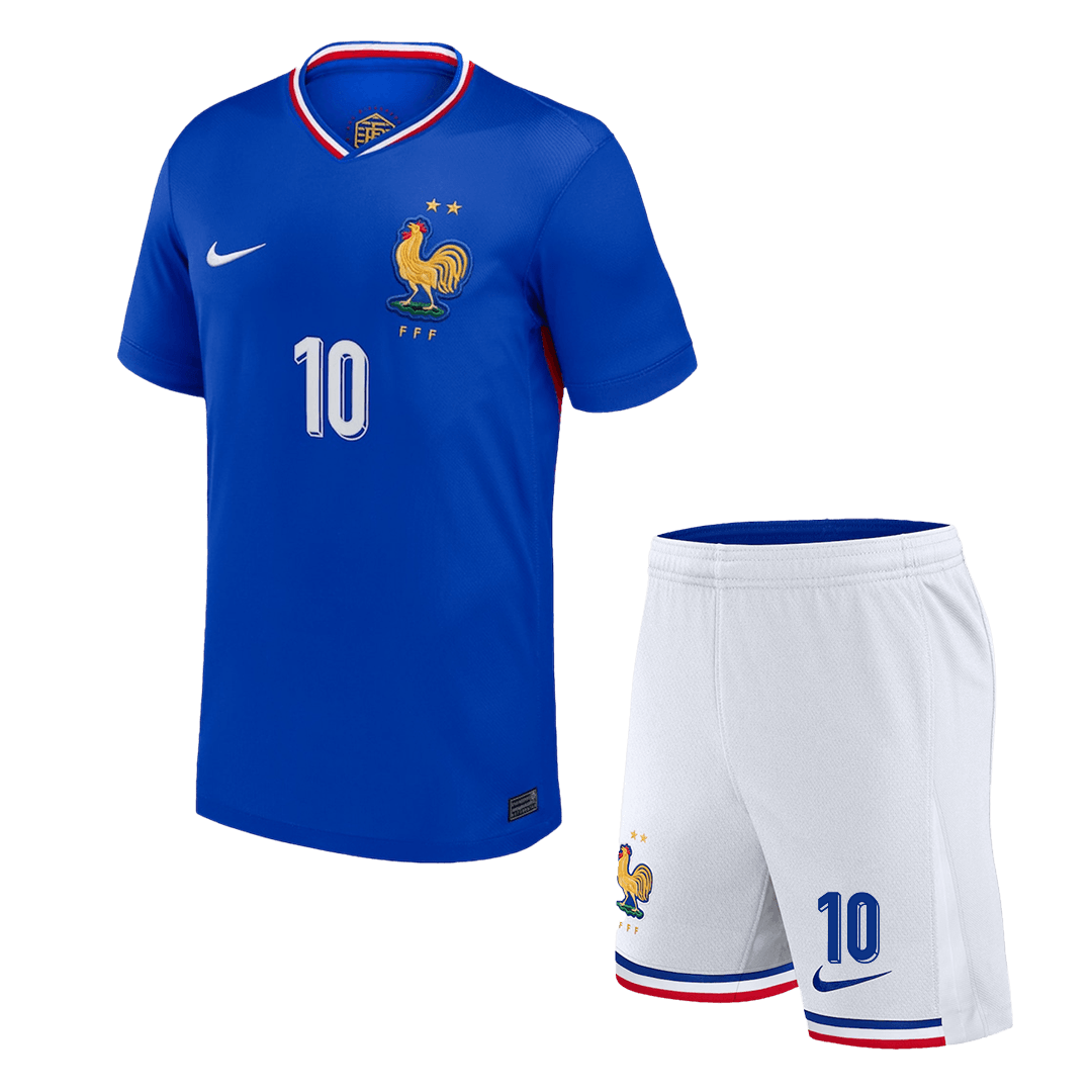 Kids France MBAPPE #10 Προσαρμοσμένα κιτ ποδοσφαίρου Euro 2024