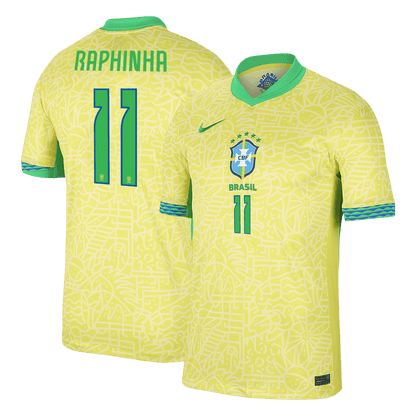 RAPHINHA #11 Βραζιλία Ποδόσφαιρο Τζέρσεϊ Home Custom Shirt 2024