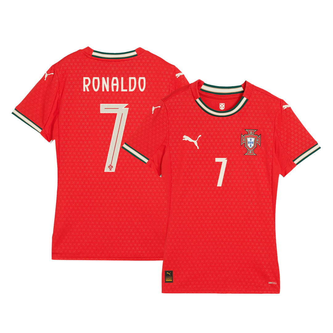 RONALDO #7 Πορτογαλία Ποδόσφαιρο Τζέρσεϊ στο σπίτι Γυναικεία προσαρμοσμένη μπλούζα 2025