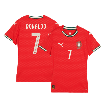 RONALDO #7 Πορτογαλία Ποδόσφαιρο Τζέρσεϊ στο σπίτι Γυναικεία προσαρμοσμένη μπλούζα 2025