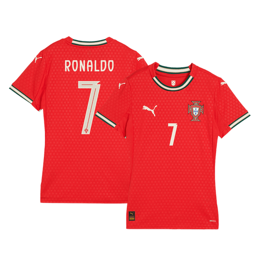 RONALDO #7 Πορτογαλία Ποδόσφαιρο Τζέρσεϊ στο σπίτι Γυναικεία προσαρμοσμένη μπλούζα 2025