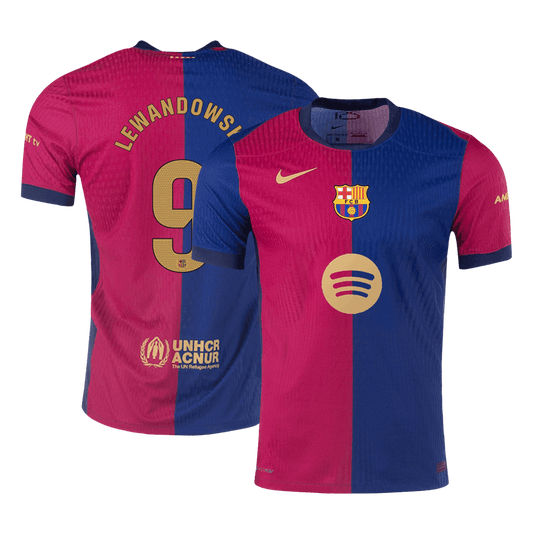 Αυθεντικό LEWANDOWSKI #9 Soccer Jersey Barcelona Home πουκάμισο 2024/25 Spotify λογότυπο χωρίς κείμενο
