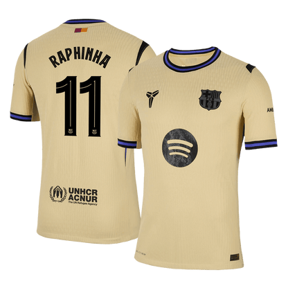 RAPHINHA #11 Barcelona Away Authentic Soccer Jersey 2025/26 - UCL