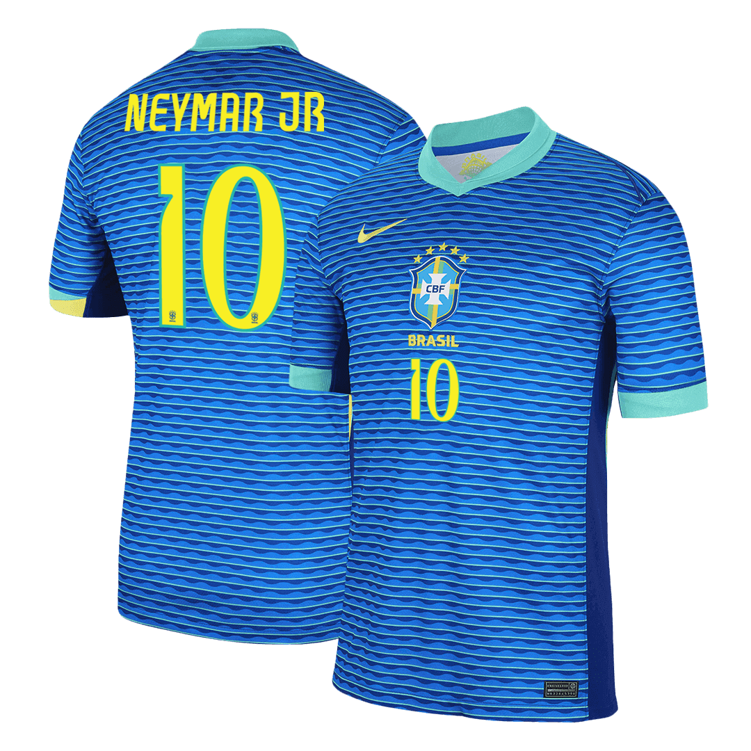 NEYMAR JR #10 Προσαρμοσμένη φανέλα ποδοσφαίρου Βραζιλίας εκτός έδρας 2024