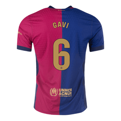 Αυθεντικό GAVI #6 Soccer Jersey Barcelona Home πουκάμισο 2024/25 Spotify λογότυπο χωρίς κείμενο