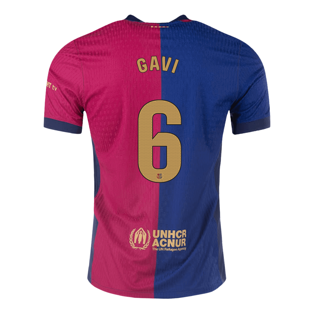 GAVI #6 Authentic Soccer Jersey Barcelona Home Shirt 2024/25 Spotify Logo Without Text