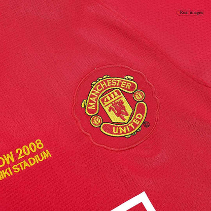 SCHOLES #18 Manchester United Retro Jersey Home Soccer Shirt 2007/08 - UCL Final