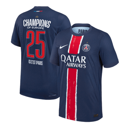 Authentic CHAMPIONS #25 Soccer Jersey PSG Home Shirt 2024/25 CHAMPIONS OF EUROPE