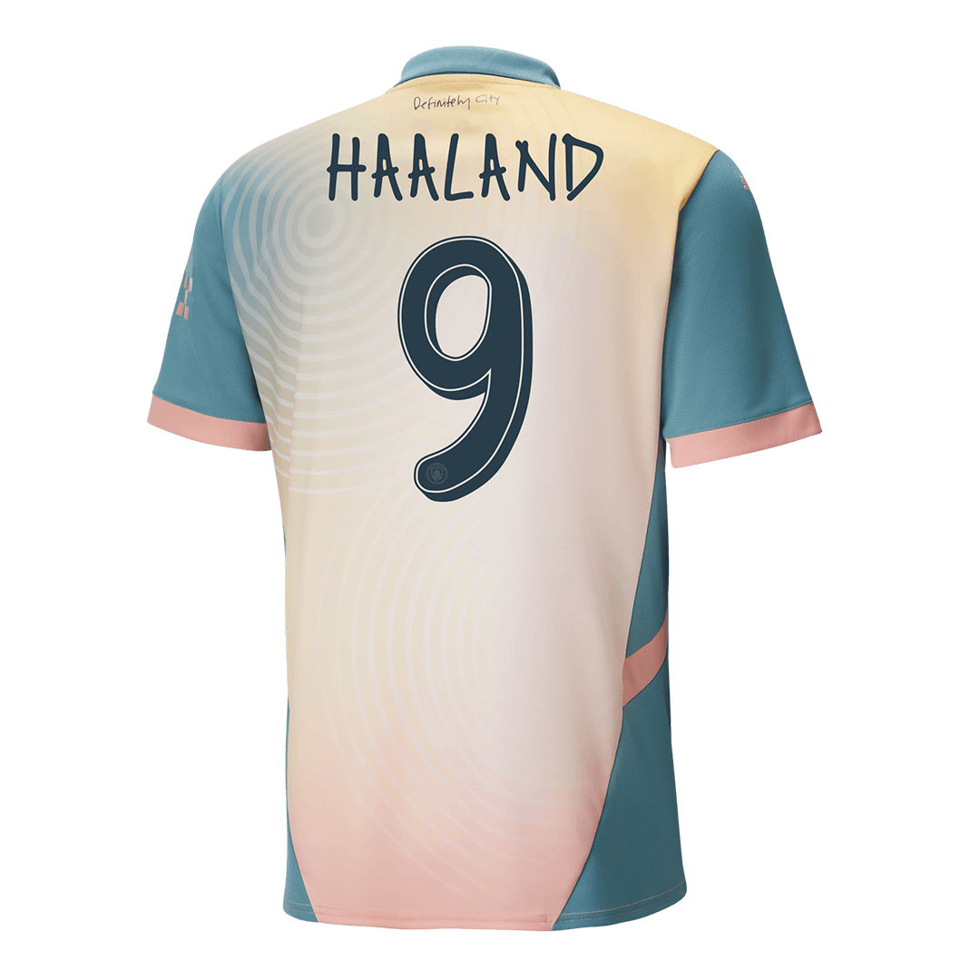 HAALAND #9 Μάντσεστερ Σίτι Ποδοσφαιρική Τζέρσεϊ Τέταρτη εκτός έδρας Προσαρμοσμένη φανέλα «Definitely City» 2024/25