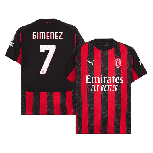 GIMENEZ #7 AC Milan Home Soccer Jersey 2025/26 Red&Black
