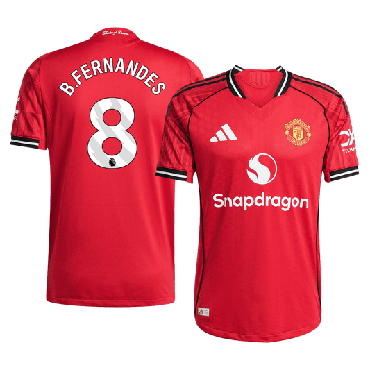 B.FERNANDES #8 Manchester United Home Authentic Soccer Jersey 2025/26