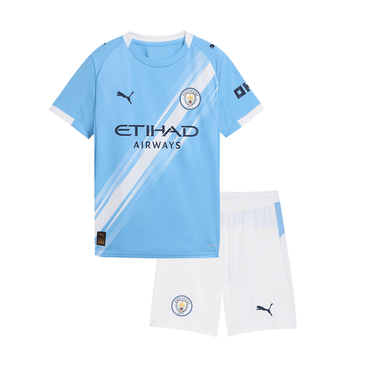 Παιδικό Σετ Εντός Έδρας Manchester City 2025/26 (Φανέλα + Σορτσάκι) Μπλε