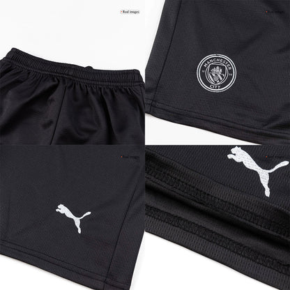 Παιδική φανέλα ποδοσφαίρου Manchester City εκτός έδρας (φανέλα+σορτς+κάλτσες) 2025/26 μαύρη