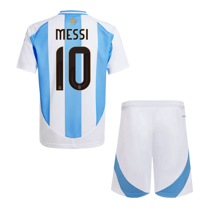 Kids MESSI #10 Argentina Home Soccer Jersey Kit (Jersey+Shorts) 2024