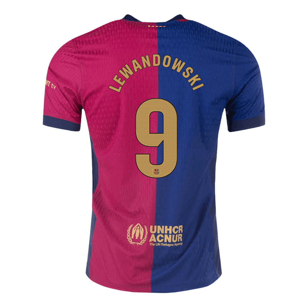 Αυθεντικό LEWANDOWSKI #9 Soccer Jersey Barcelona Home πουκάμισο 2024/25 Spotify λογότυπο χωρίς κείμενο