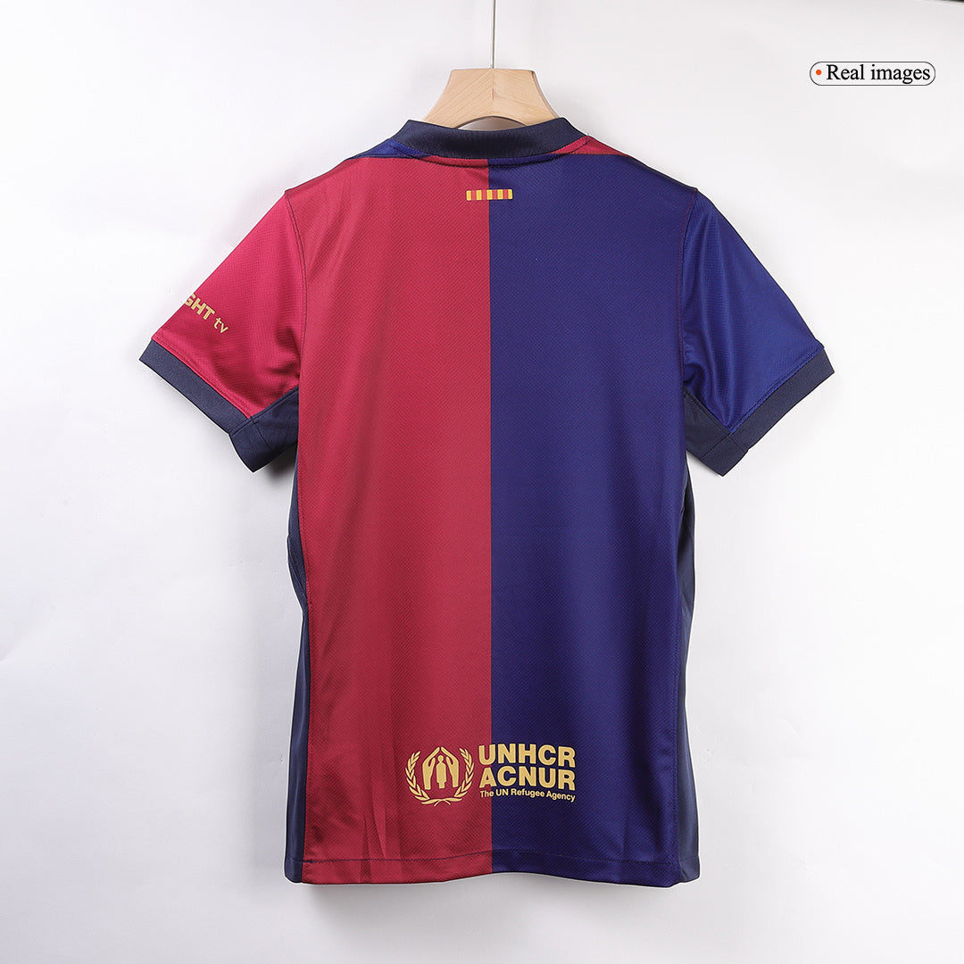GAVI #6 Barcelona Home Soccer Jersey 2024/25 - Spotify Logo Without Text