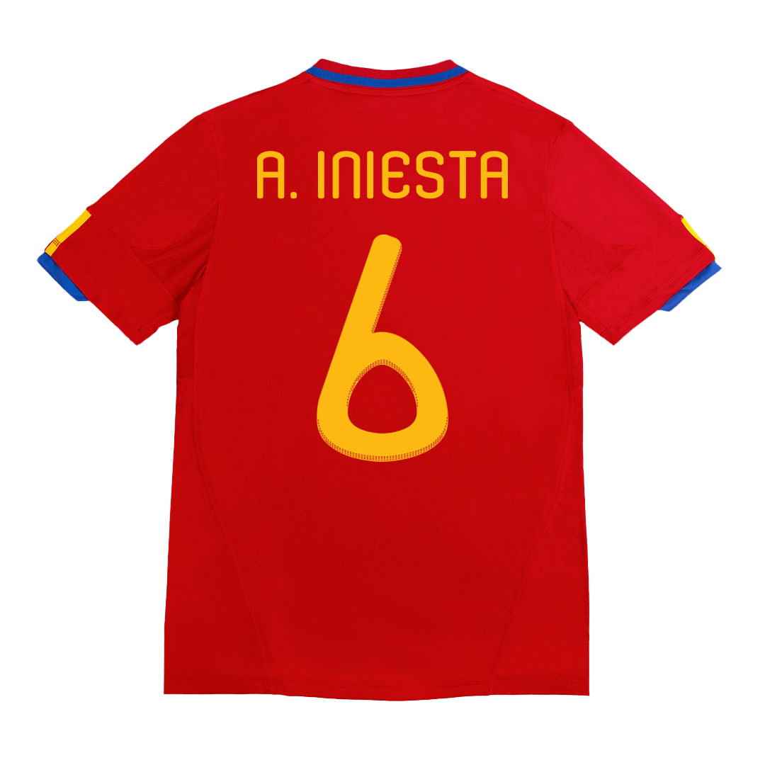Ρετρό φανέλα με το Νο 6, A. INIESTA, εντός έδρας Ισπανίας 2010