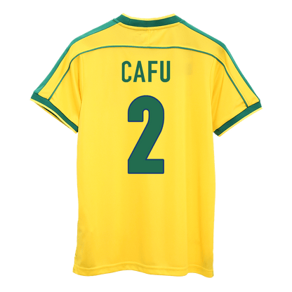 CAFU #2 Βραζιλία Ρετρό Μπλουζάκι ποδοσφαίρου Τζέρσεϊ στο σπίτι 1998 - Παγκόσμιο Κύπελλο