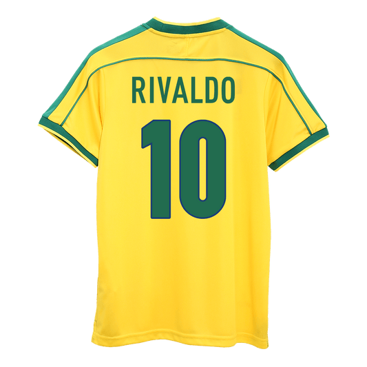RIVALDO #10 Βραζιλία Ρετρό Μπλουζάκι ποδοσφαίρου 1998 - Παγκόσμιο Κύπελλο