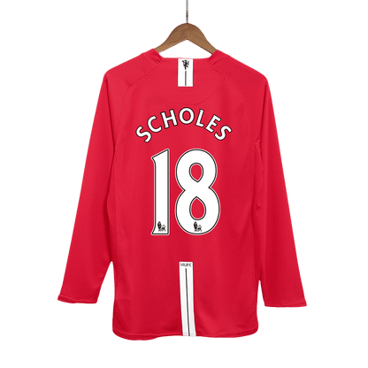 Retro Jersey SCHOLES #18 Manchester United Retro Jersey Home Soccer Shirt 2007/08