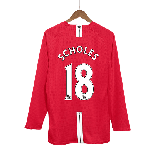 Retro Jersey SCHOLES #18 Manchester United Retro Jersey Home Soccer Shirt 2007/08