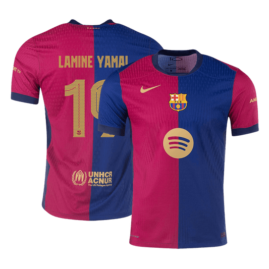 Αυθεντικό LAMINE YAMAL #19 Soccer Jersey Barcelona Home Logo Spotify χωρίς φανέλα κειμένου 2024/25-UCL